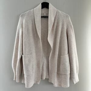 Target Brand A New Day Cozy Knit Cardigan Cream Ribbed Pockets Women's Small